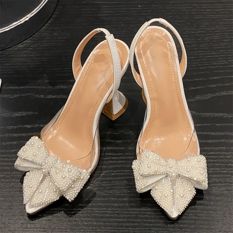 Eilyken Butterfly-Knot PVC Transparent Heels - Pointed Toe Mules