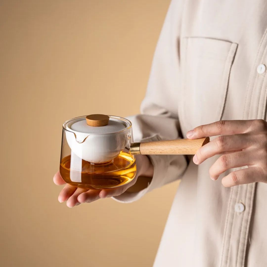 Summer SALE“Vortex Classic” - Heat-Resistant Glass Handled Teapot with Rotating Strainer